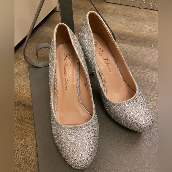 De Blossom Collection Rhinestone Crystal Heels Bridal Shoes size 8.5 - Picture 2 of 13